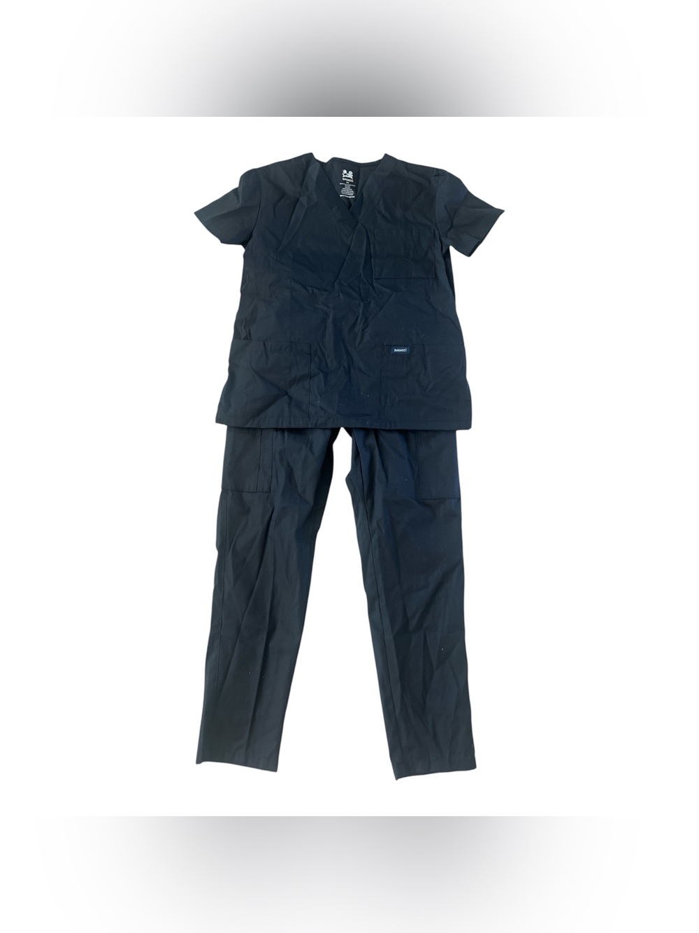 DAGACCI Black Medical Scrub Set V-Neck Top & Cargo Pants NWT - Size XXS